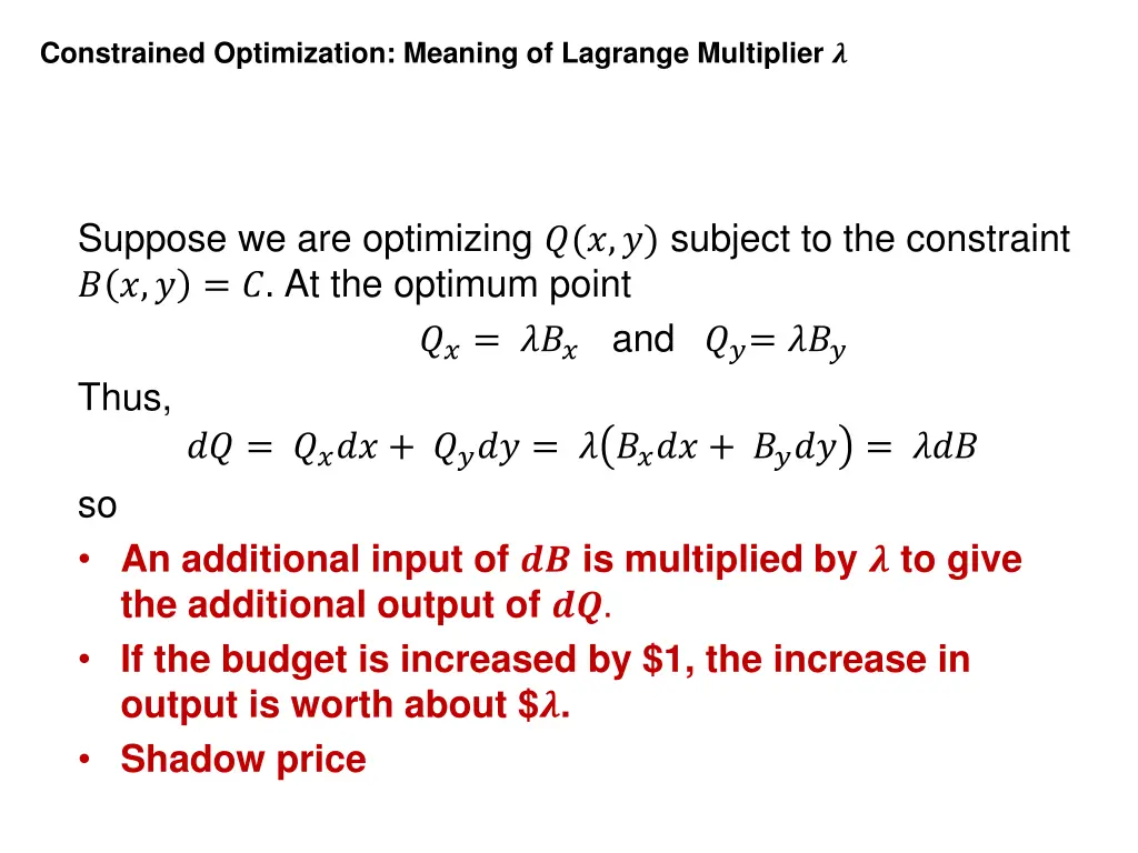 constrained optimization meaning of lagrange