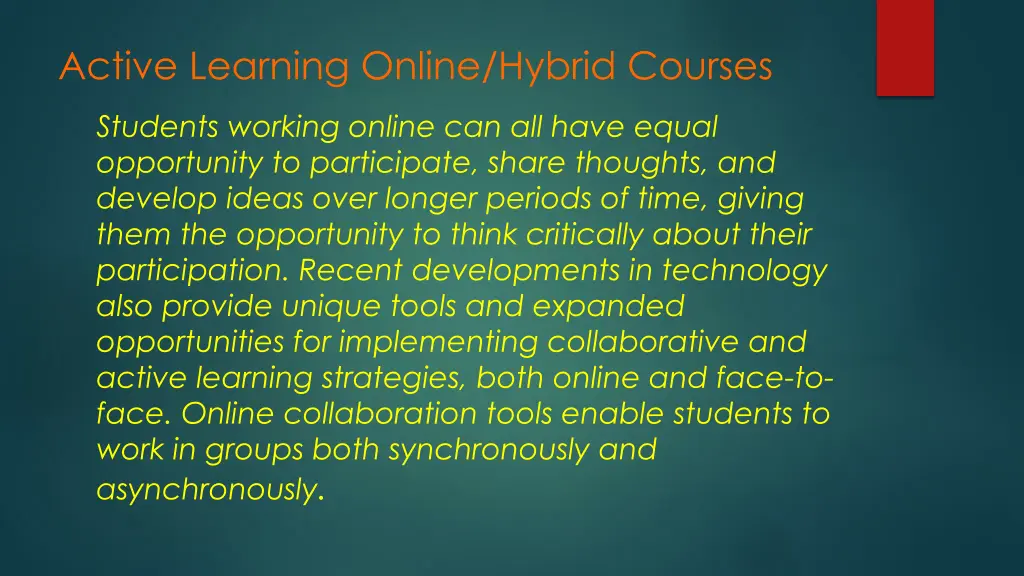 active learning online hybrid courses