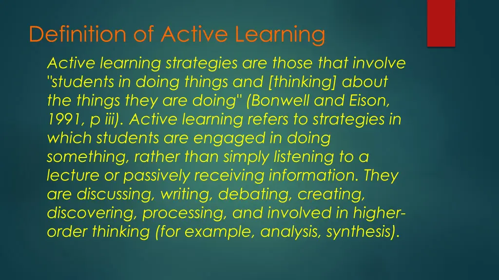 definition of active learning active learning