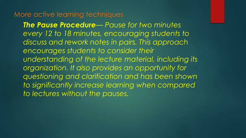 more active learning techniques the pause