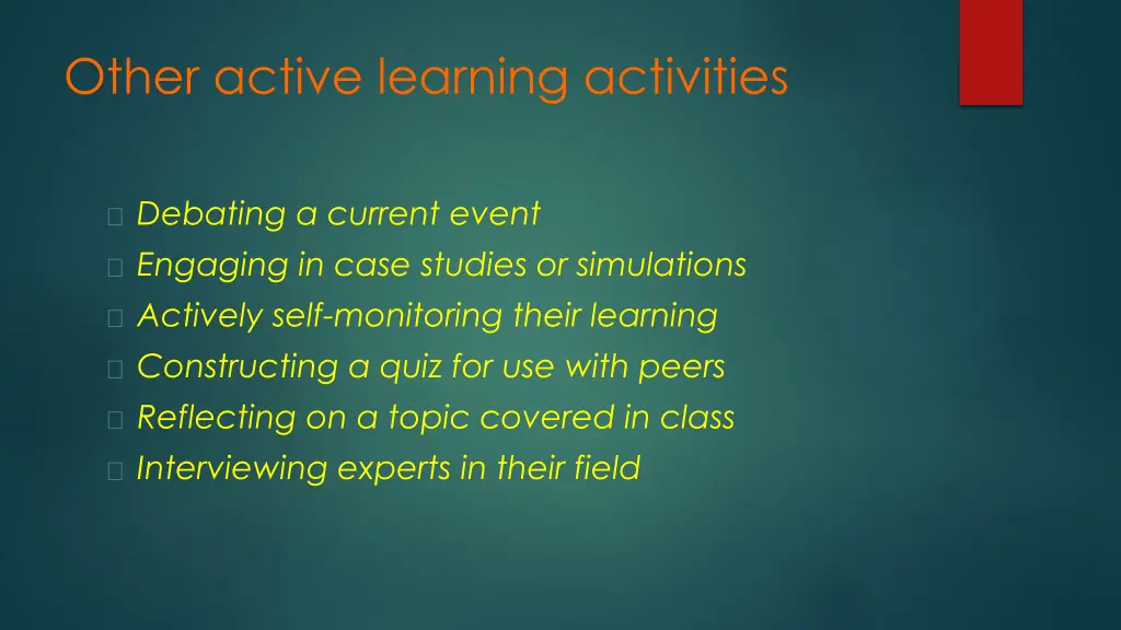 other active learning activities