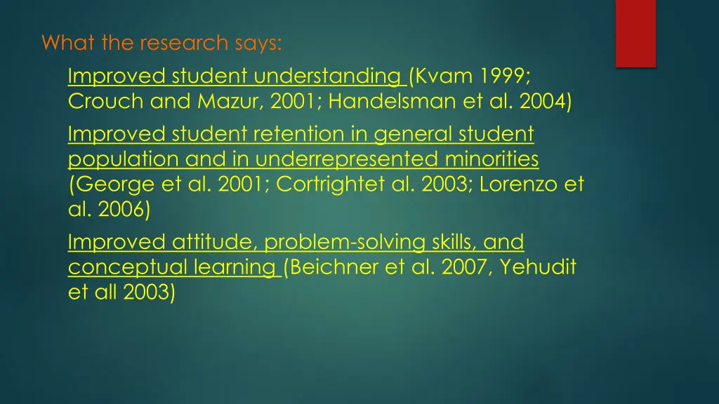 what the research says improved student