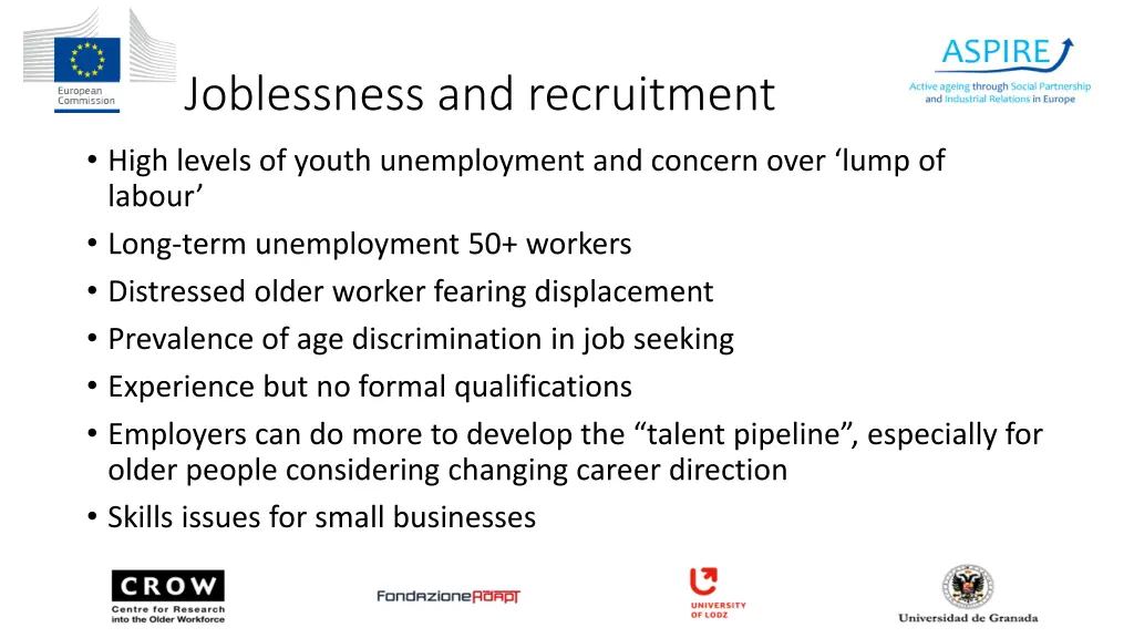 joblessness and recruitment