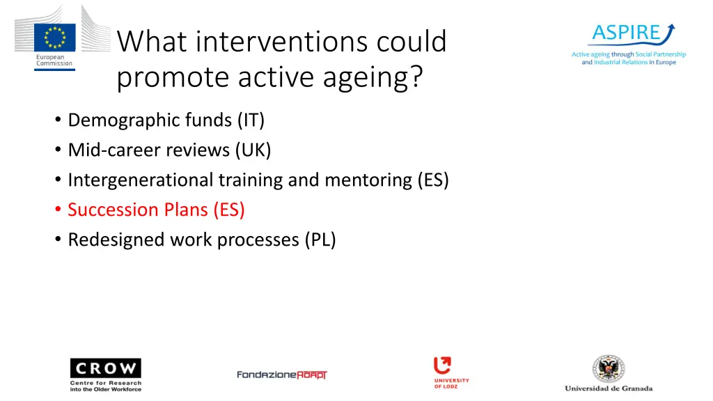 what interventions could promote active ageing