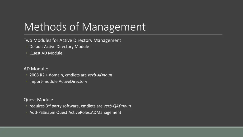 methods of management