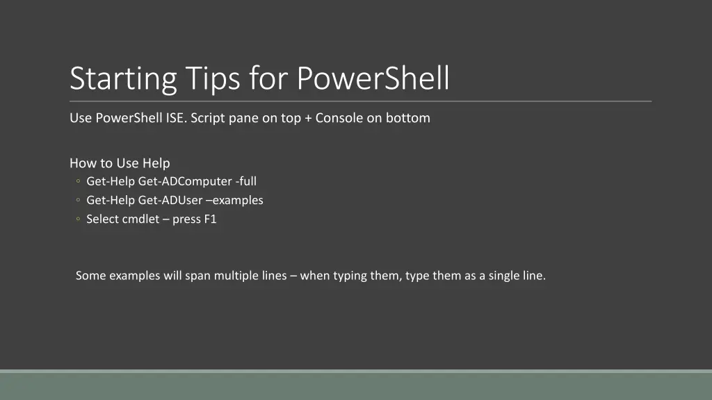 starting tips for powershell