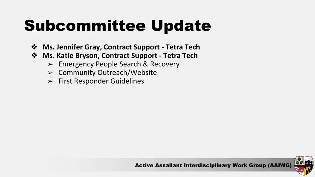 subcommittee update