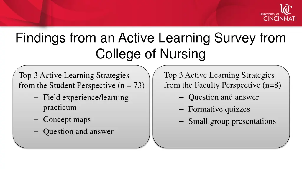 findings from an active learning survey from