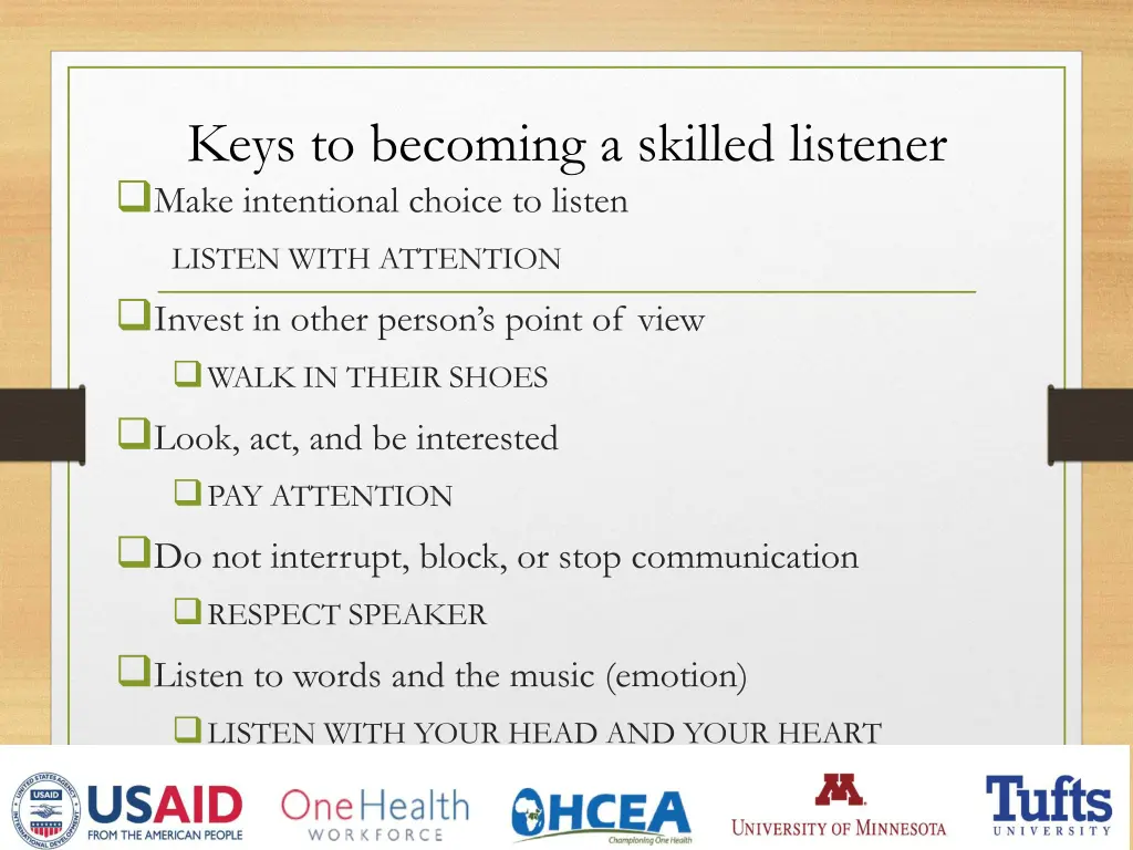 keys to becoming a skilled listener make