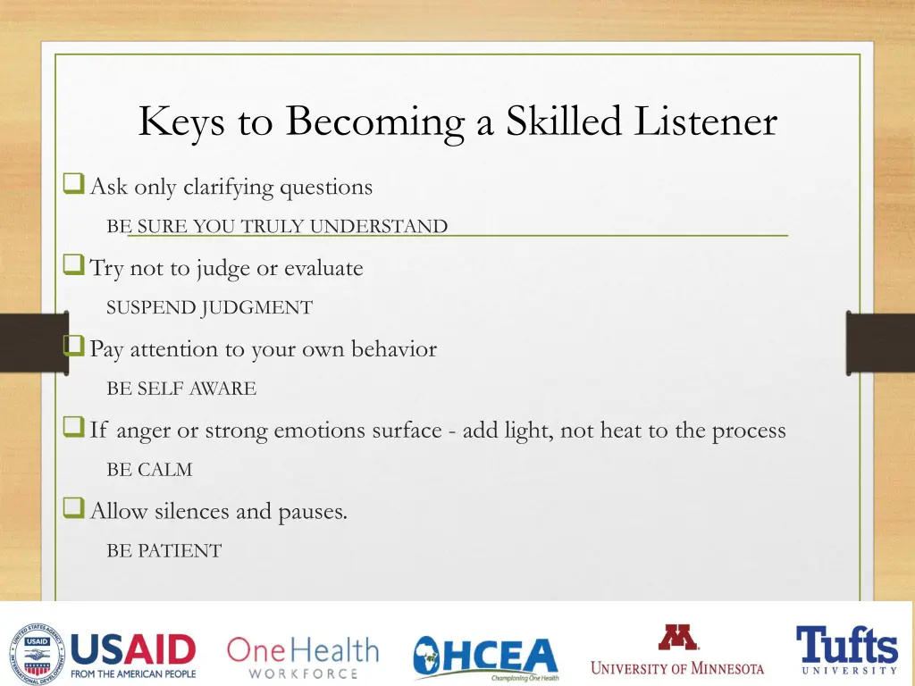 keys to becoming a skilled listener