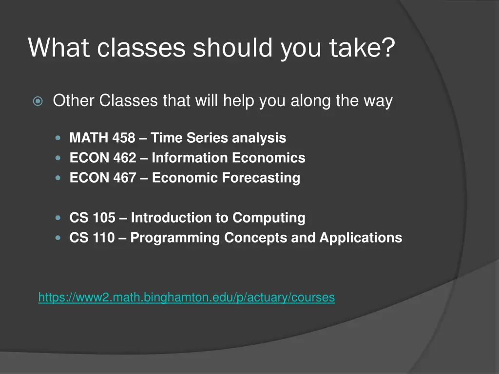 what classes should you take 1