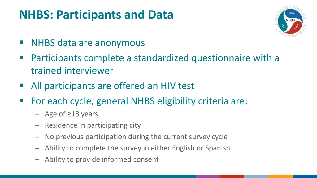 nhbs participants and data