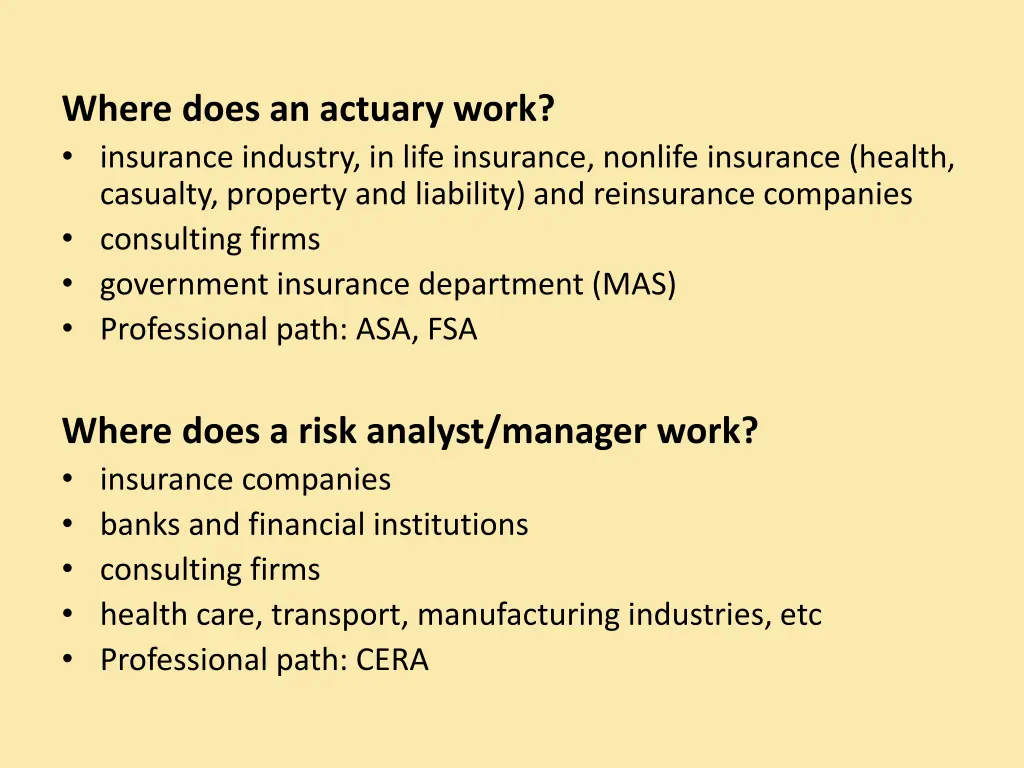 where does an actuary work insurance industry