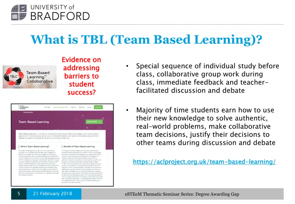 what is tbl team based learning