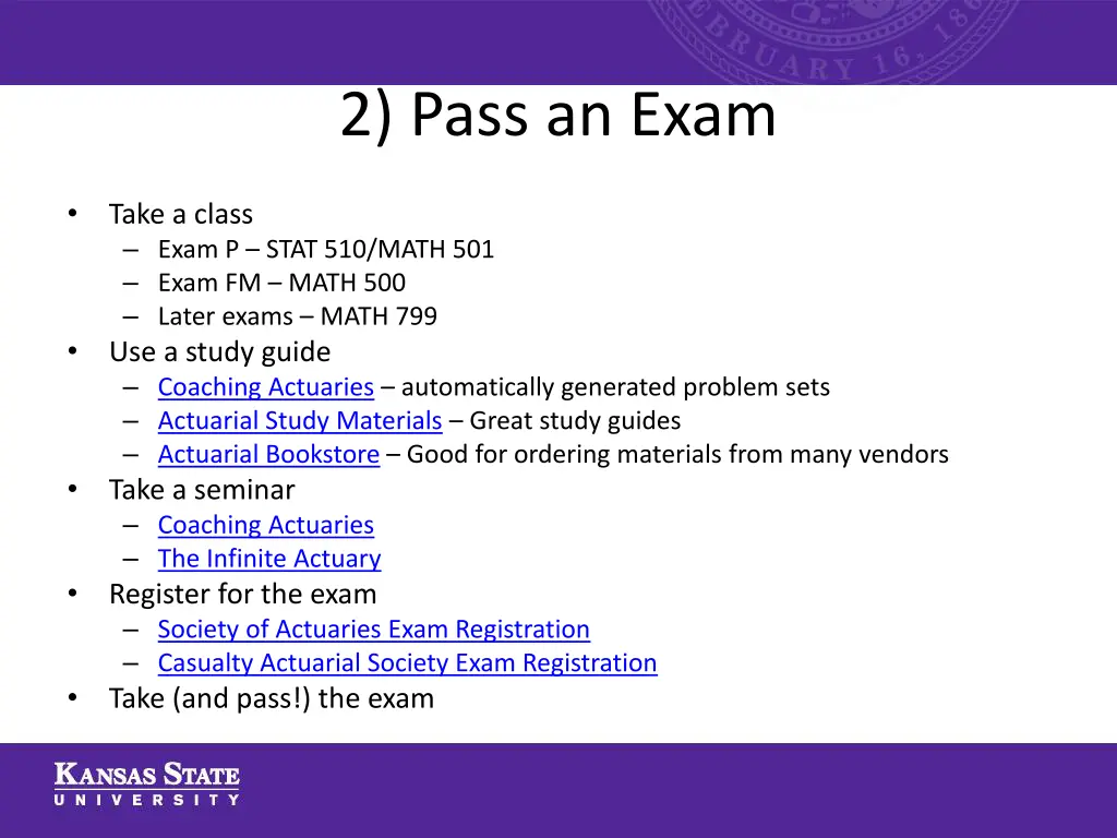 2 pass an exam