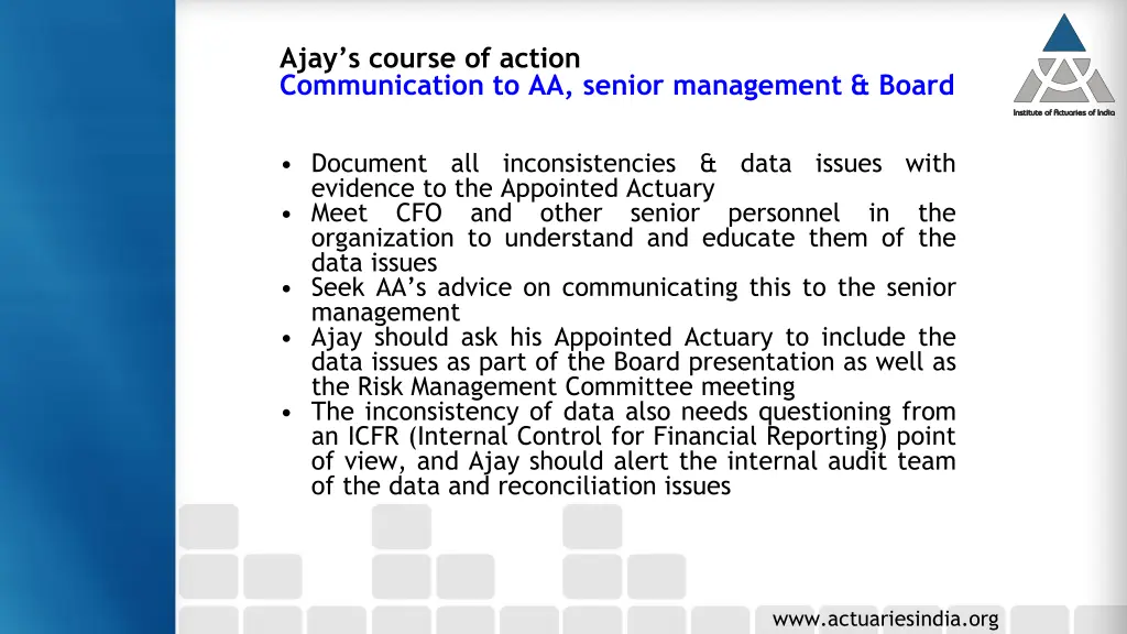 ajay s course of action communication