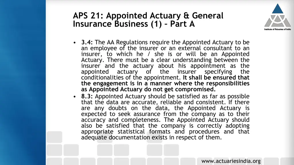 aps 21 appointed actuary general insurance