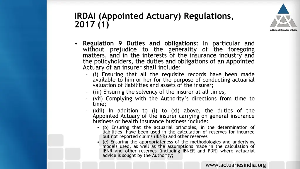 irdai appointed actuary regulations 2017 1