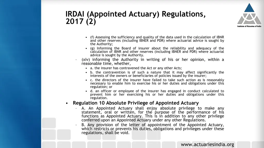 irdai appointed actuary regulations 2017 2