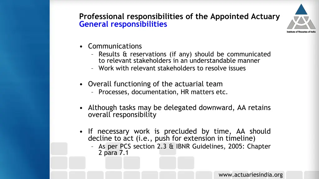 professional responsibilities of the appointed 3