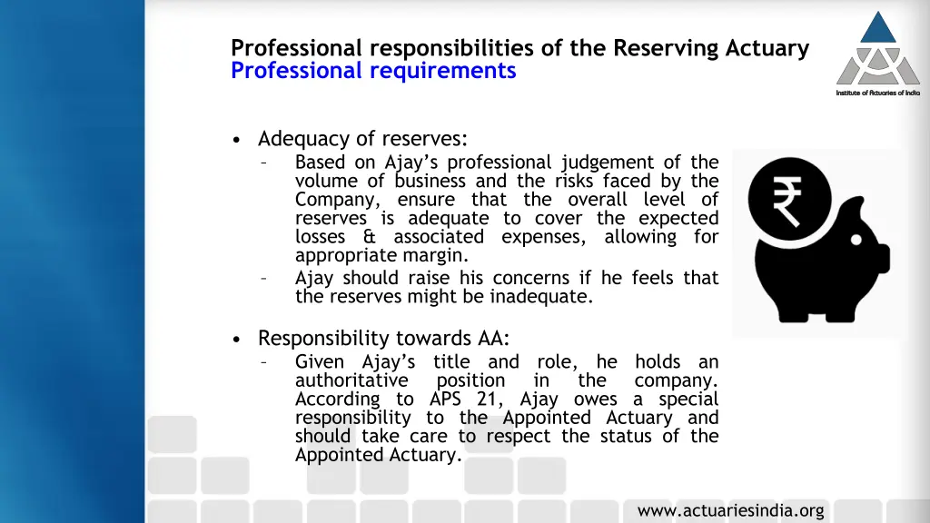 professional responsibilities of the reserving 1