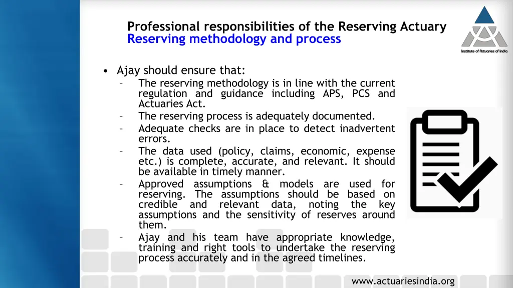 professional responsibilities of the reserving 2