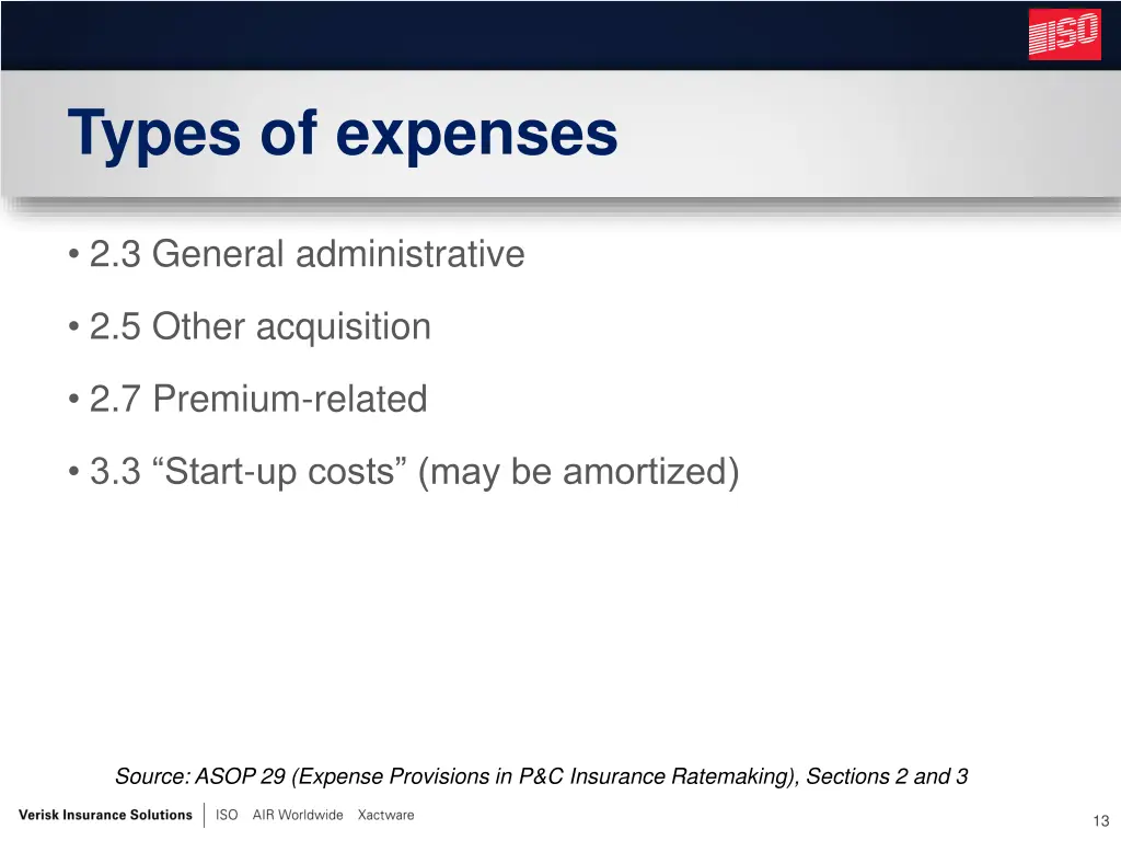 types of expenses