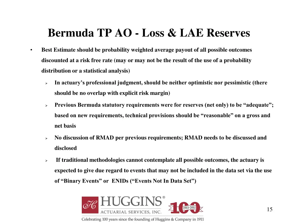 bermuda tp ao loss lae reserves