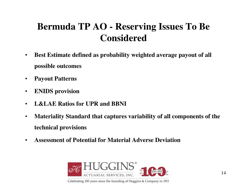 bermuda tp ao reserving issues to be considered