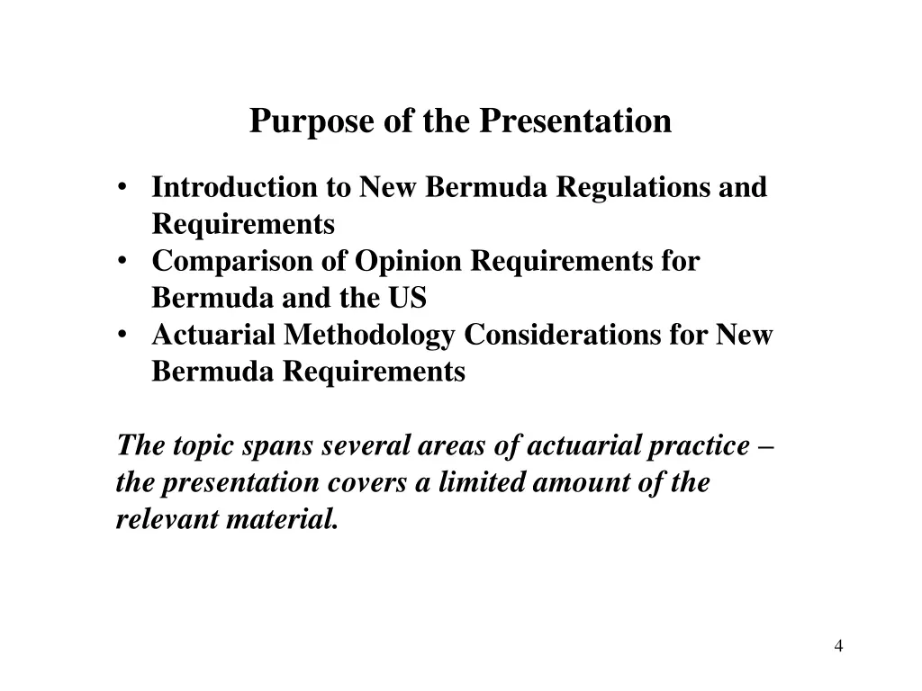 purpose of the presentation