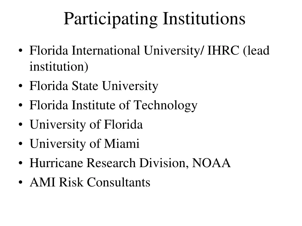 participating institutions