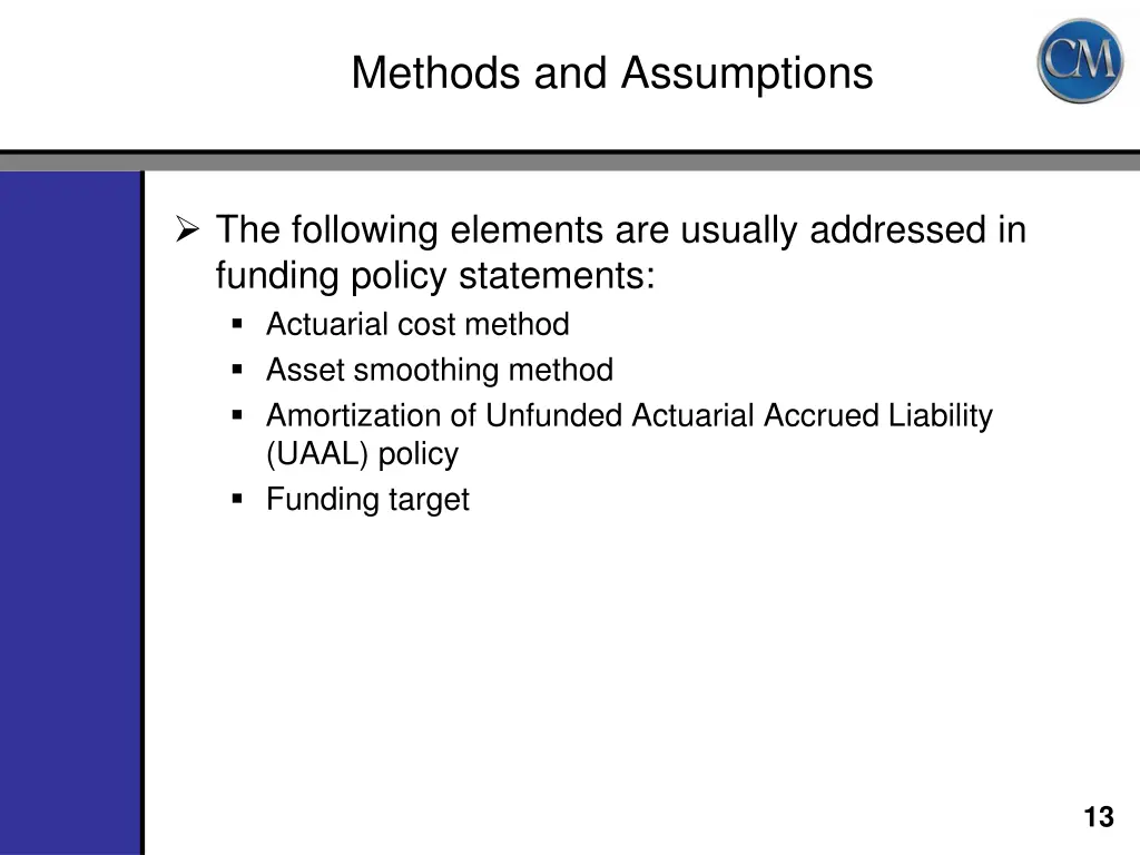 methods and assumptions