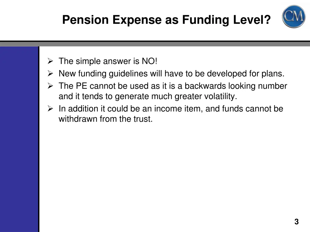 pension expense as funding level