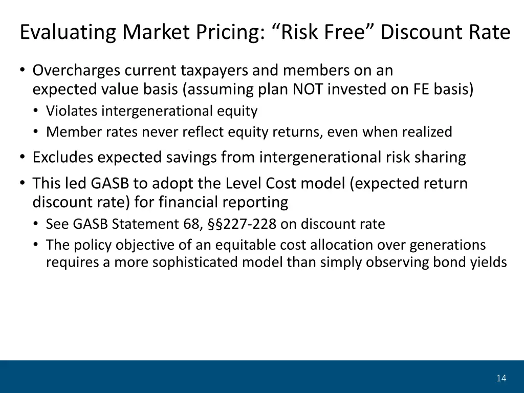 evaluating market pricing risk free discount rate