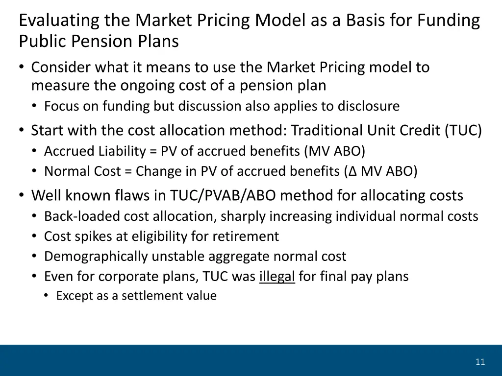 evaluating the market pricing model as a basis