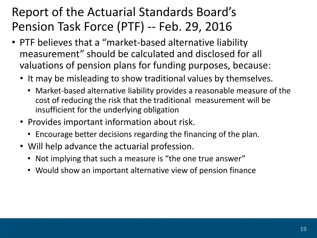 report of the actuarial standards board s pension