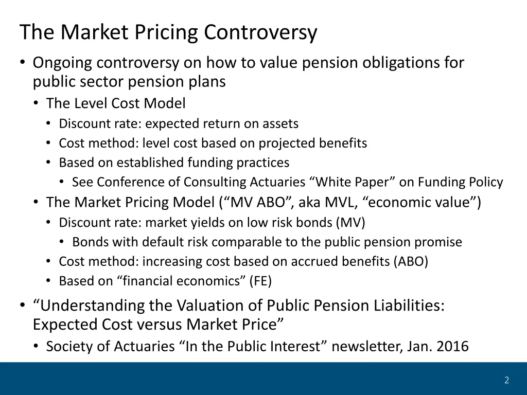 the market pricing controversy ongoing