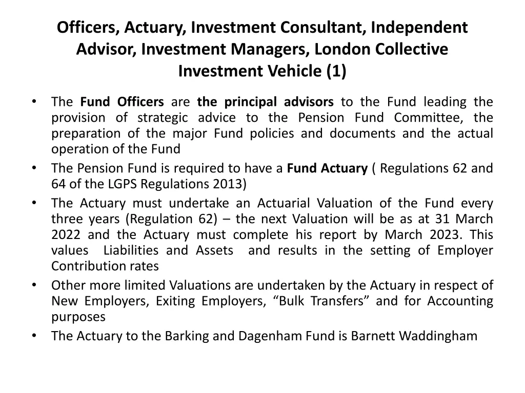 officers actuary investment consultant