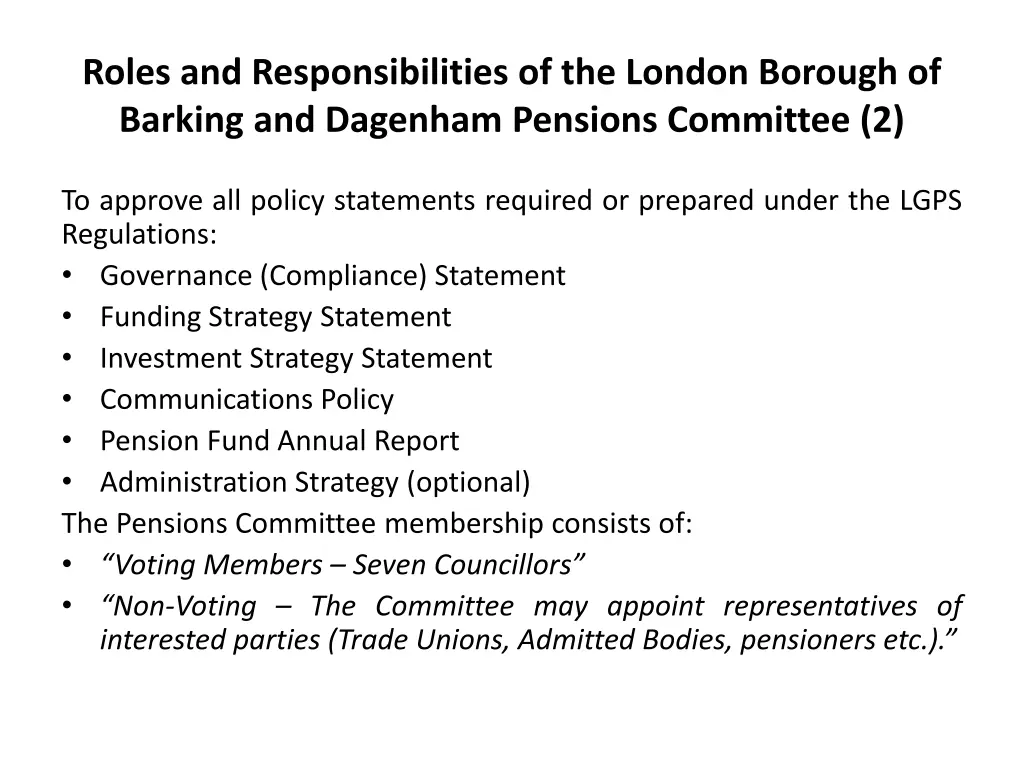 roles and responsibilities of the london borough 1