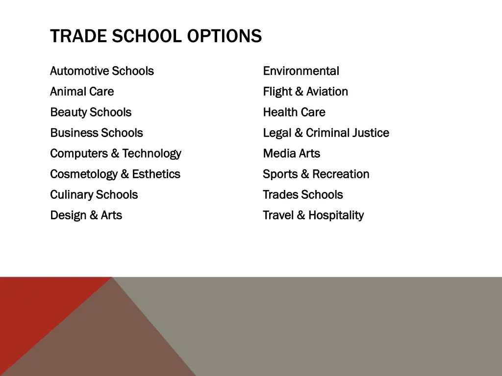 trade school options