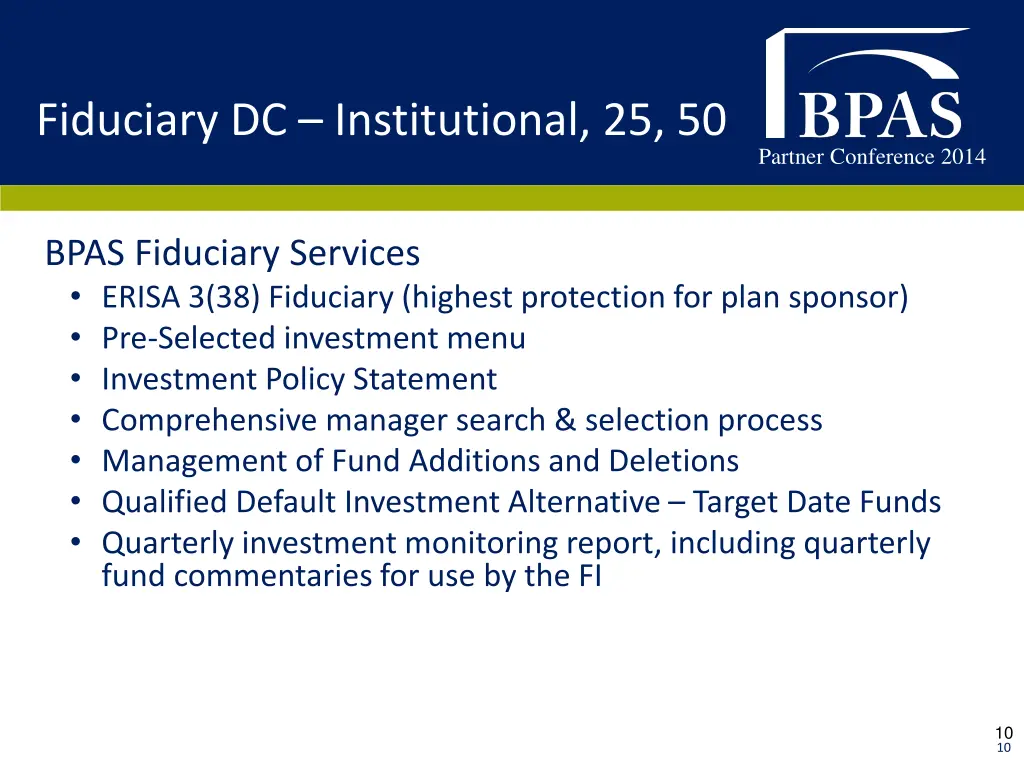 fiduciary dc institutional 25 50