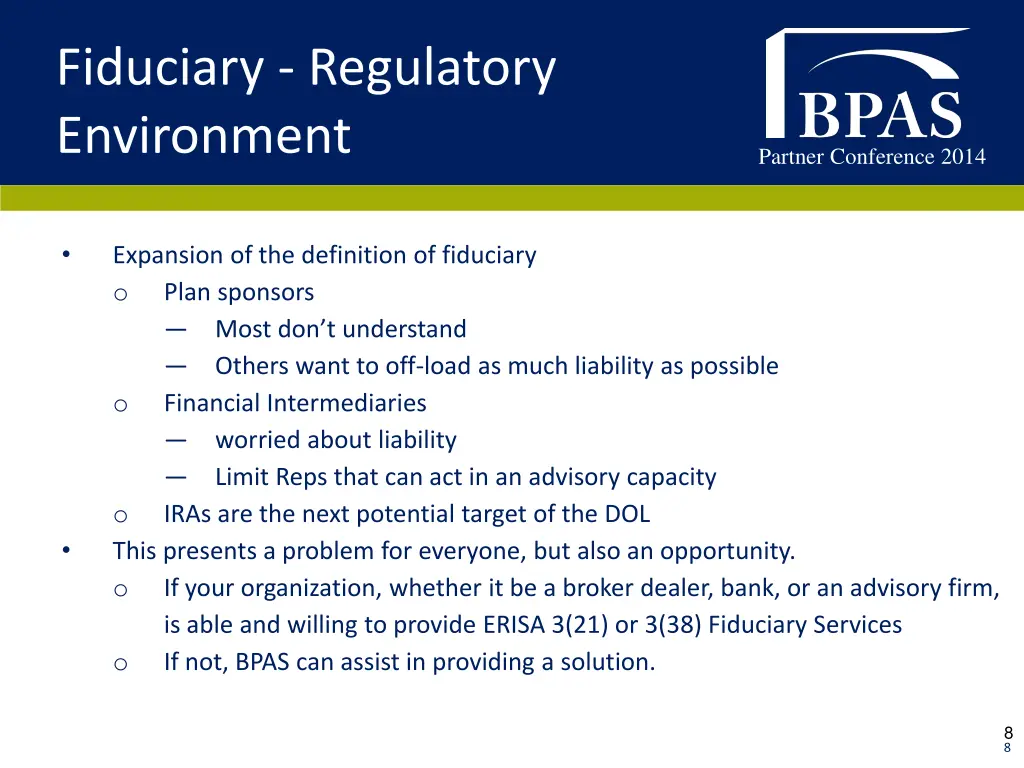 fiduciary regulatory environment