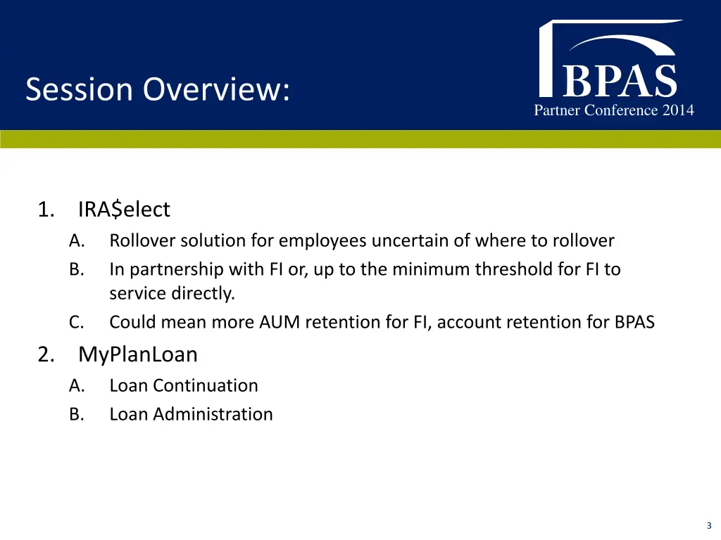 session overview 1