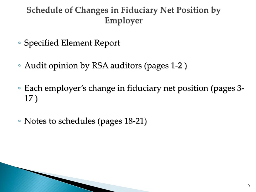 specified element report