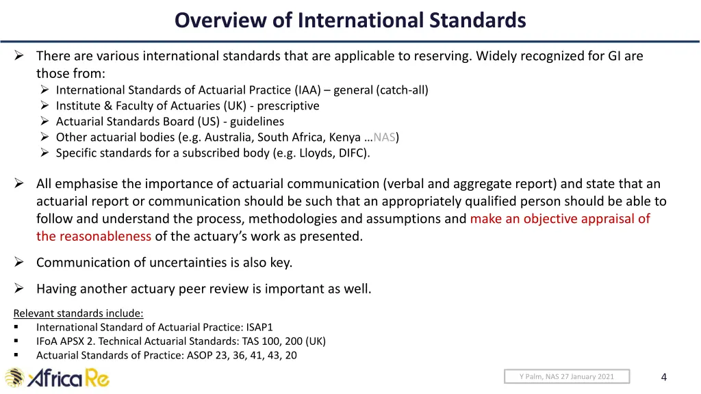 overview of international standards