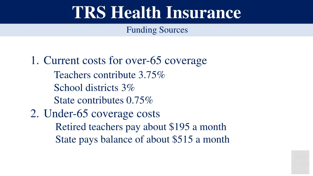 trs health insurance funding sources