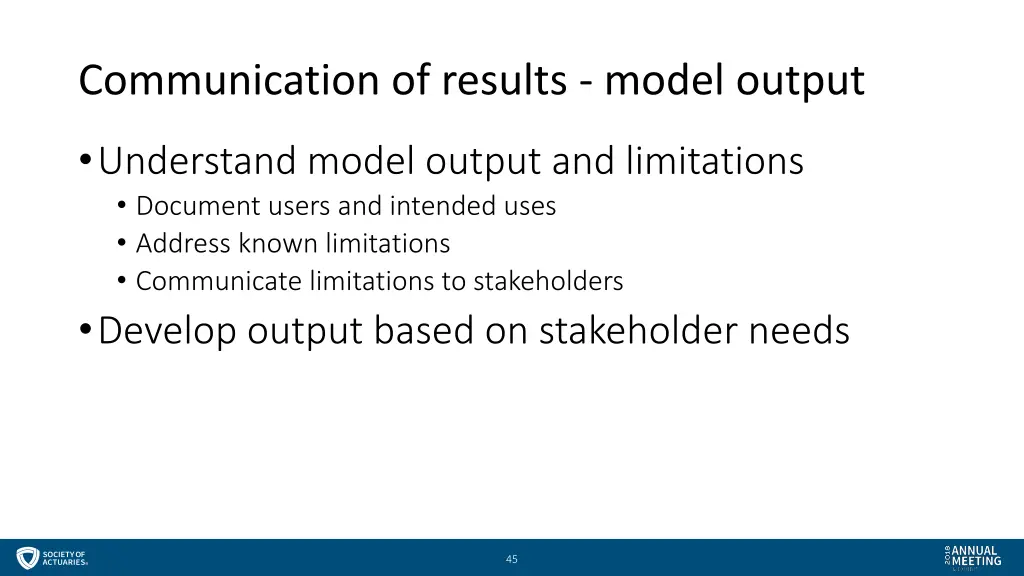 communication of results model output