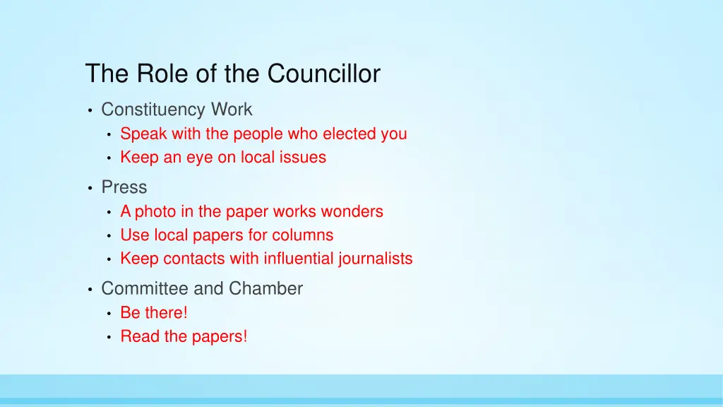 the role of the councillor