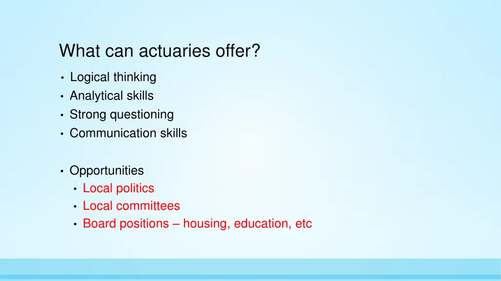 what can actuaries offer