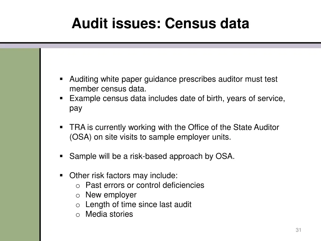 audit issues census data